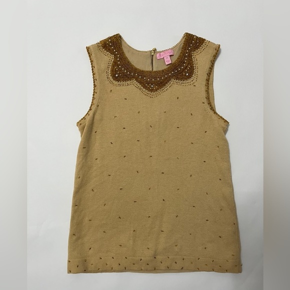 LILLY PULITZER gold beaded knit tank - size M - Picture 2 of 12